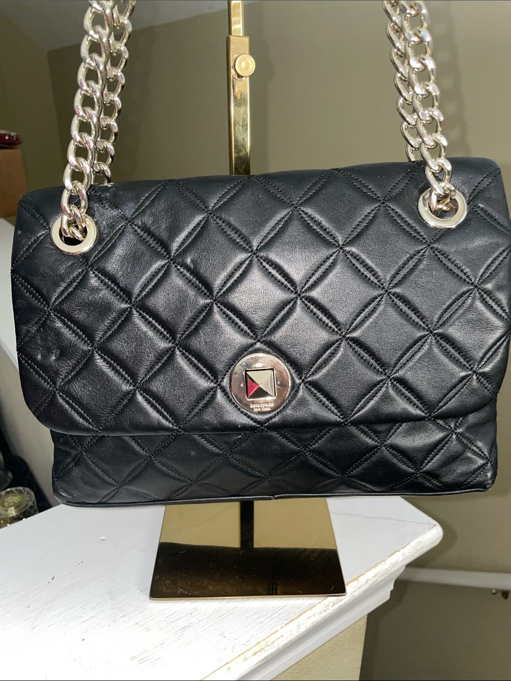 kate spade Black Quilted Chain-Handle Shoulder Bag